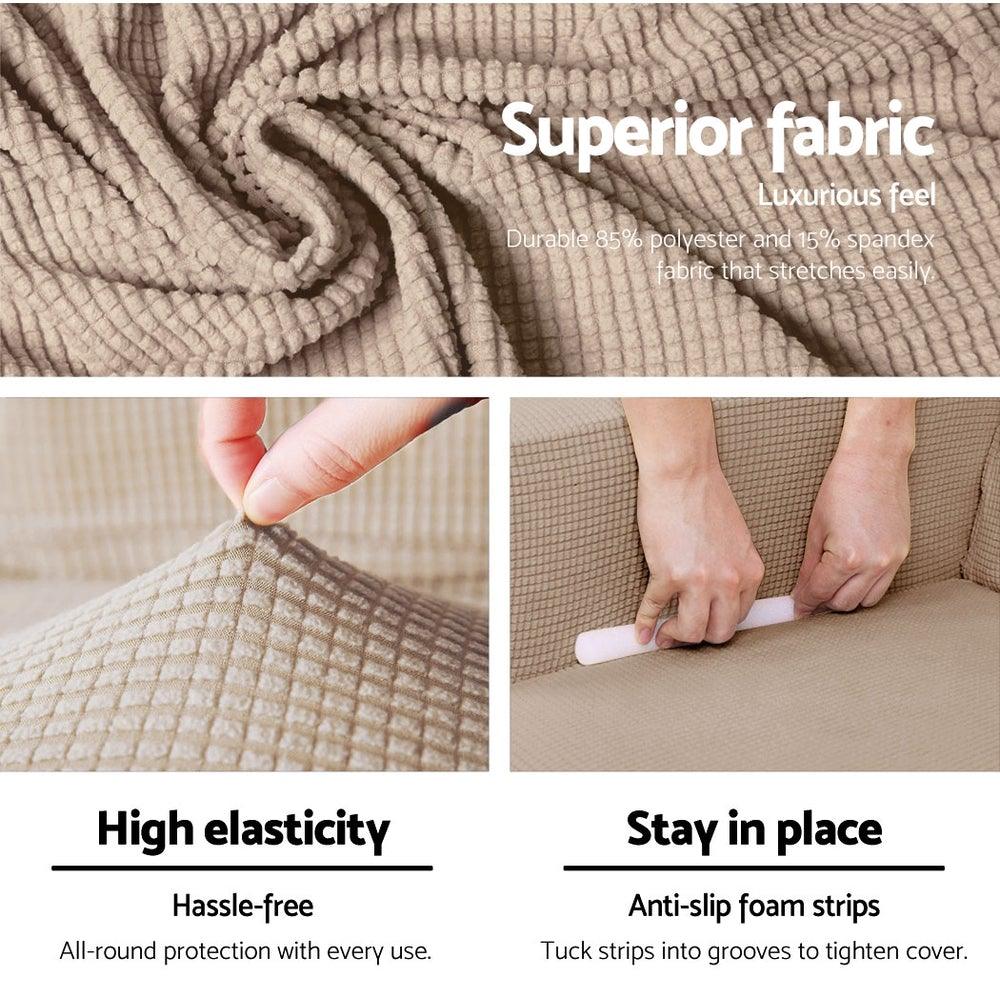 Artiss 2-piece Sofa Cover Elastic Stretch Couch Covers Protector 3 Steater Sand