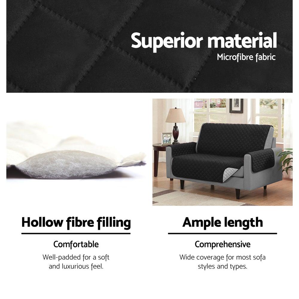 Artiss Sofa Cover Quilted Couch Covers Lounge Protector Slipcovers 1 Seater Black