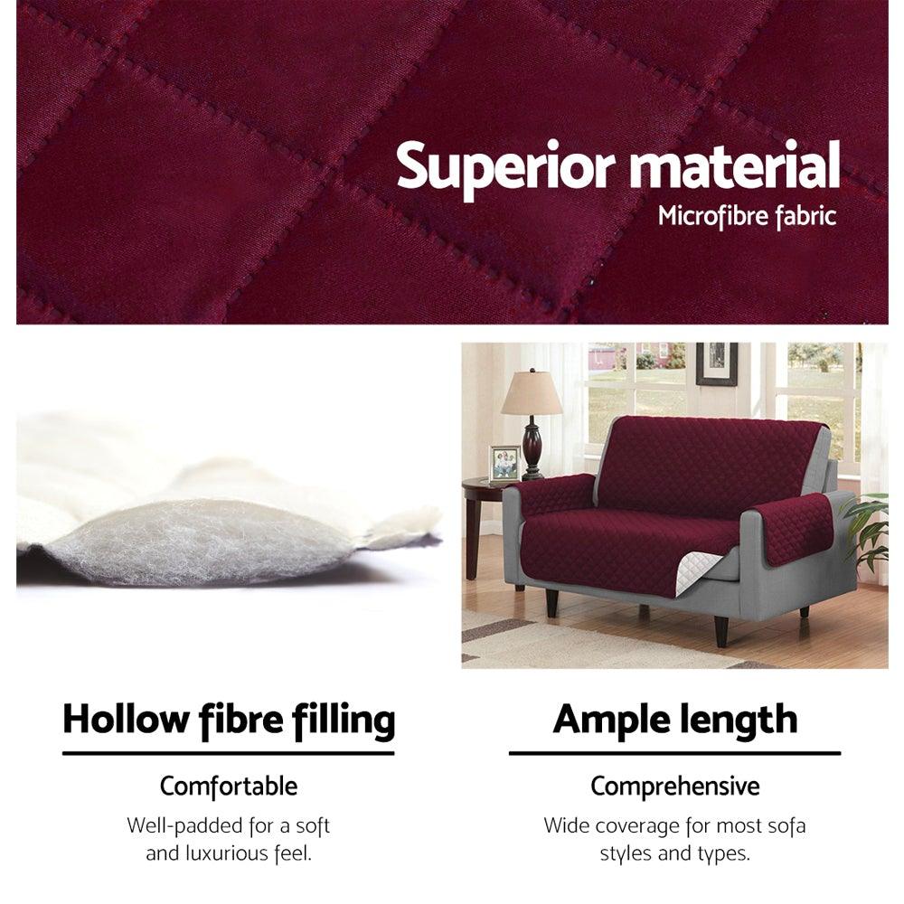 Artiss Sofa Cover Quilted Couch Covers Lounge Protector Slipcovers 1 Seater Burgundy