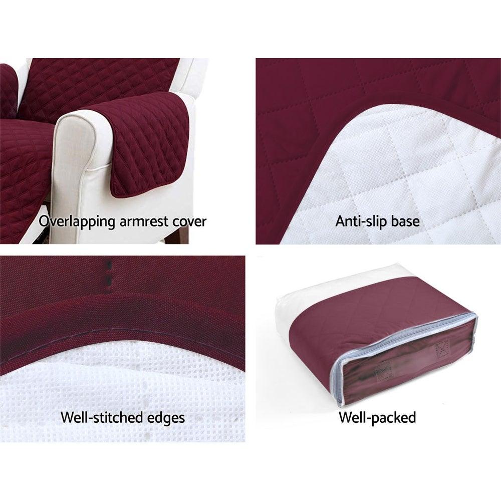 Artiss Sofa Cover Quilted Couch Covers Lounge Protector Slipcovers 2 Seater Burgundy