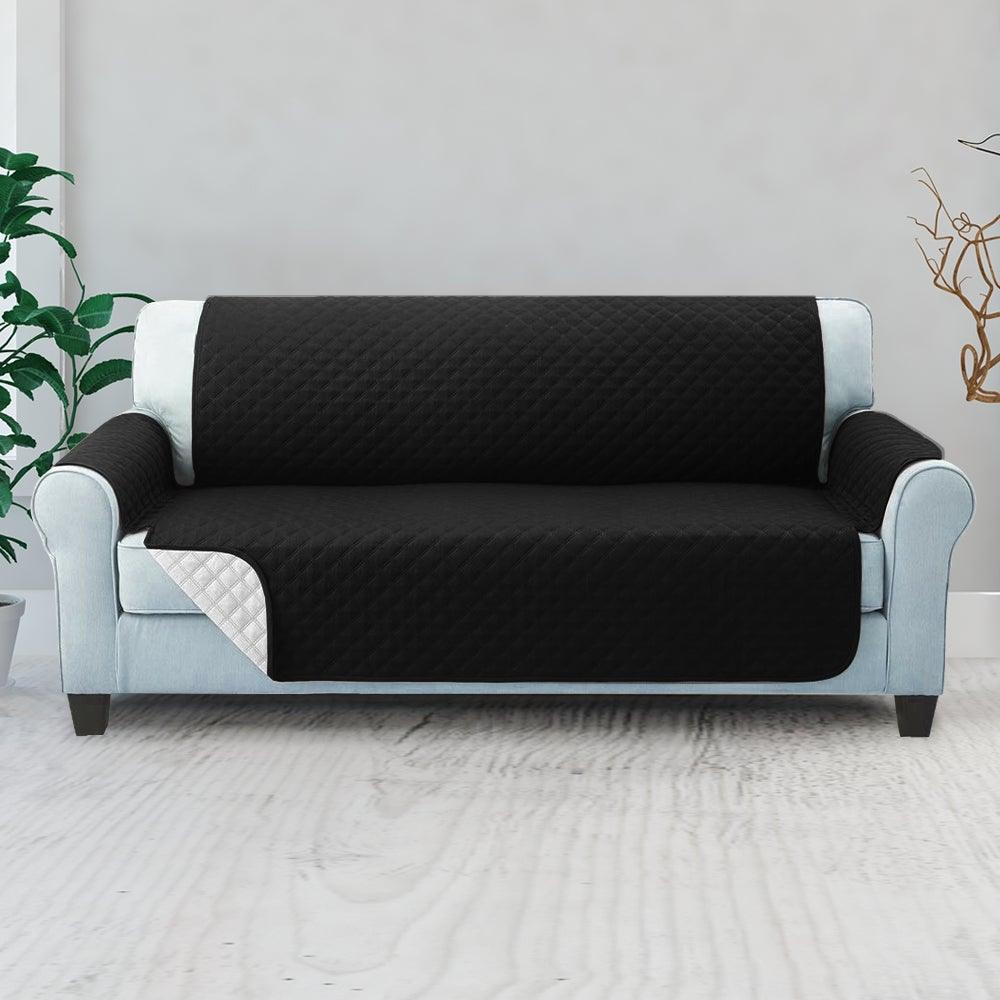 Artiss Sofa Cover Quilted Couch Covers Lounge Protector Slipcovers 3 Seater Black