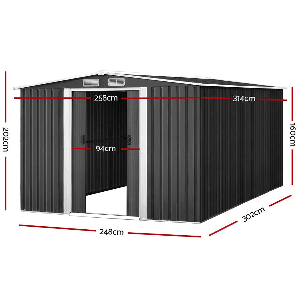 Giantz Garden Shed Outdoor Storage Sheds Tool Workshop 2.58X3.14X2.02M with Base