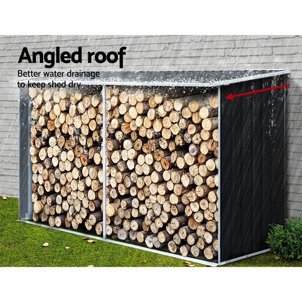 Giantz Log Storage Shed Galvanised Steel Outdoor Garden Firewood 3.5m³ Shelter