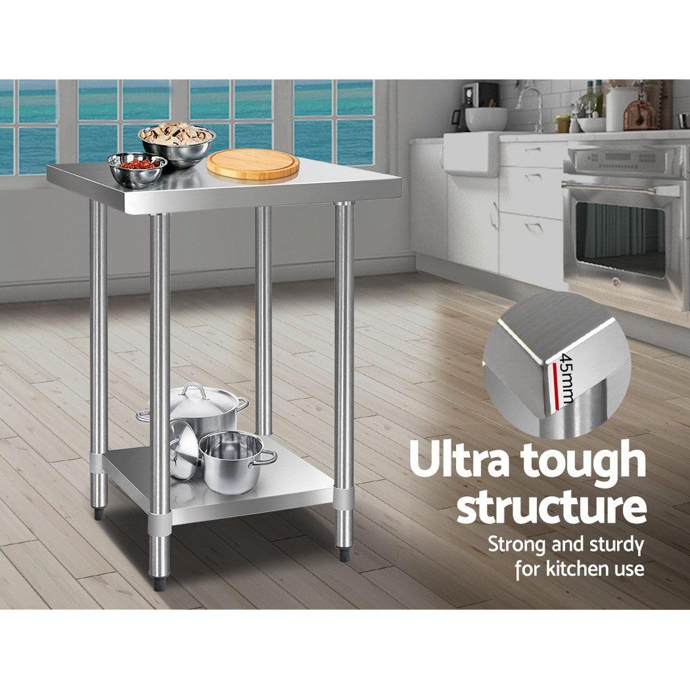 Cefito 610 x 610m Commercial Stainless Steel Kitchen Bench
