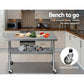 Cefito 1219 x 762mm Commercial Stainless Steel Kitchen Bench with 4pcs Castor Wheels