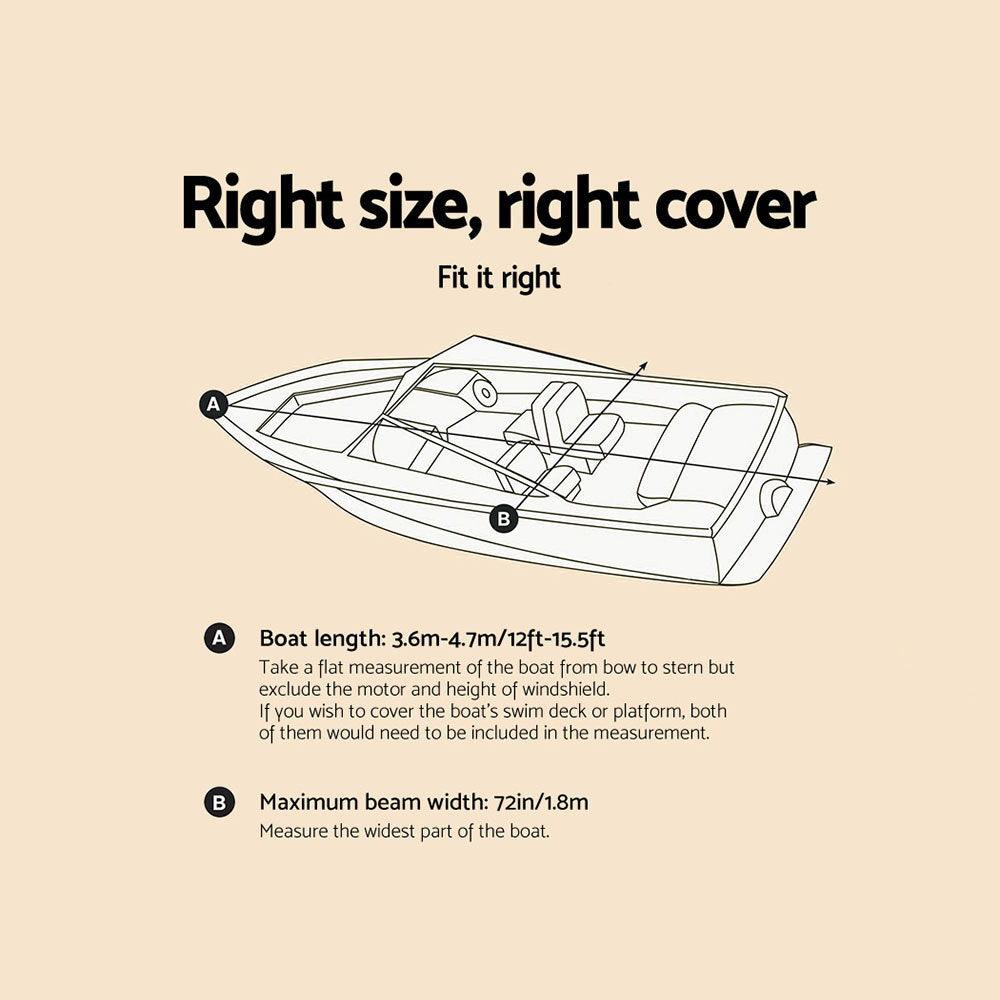 Seamanship Premium 12-15.5ft Boat Cover Trailerable Marine Grade Waterproof 600D