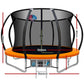 Everfit 10FT Trampoline Round Trampolines With Basketball Hoop Kids Present Gift Enclosure Safety Net Pad Outdoor Orange