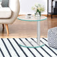 Artiss Side Coffee Table Bedside Furniture Oval Tempered Glass Top 2 Tier