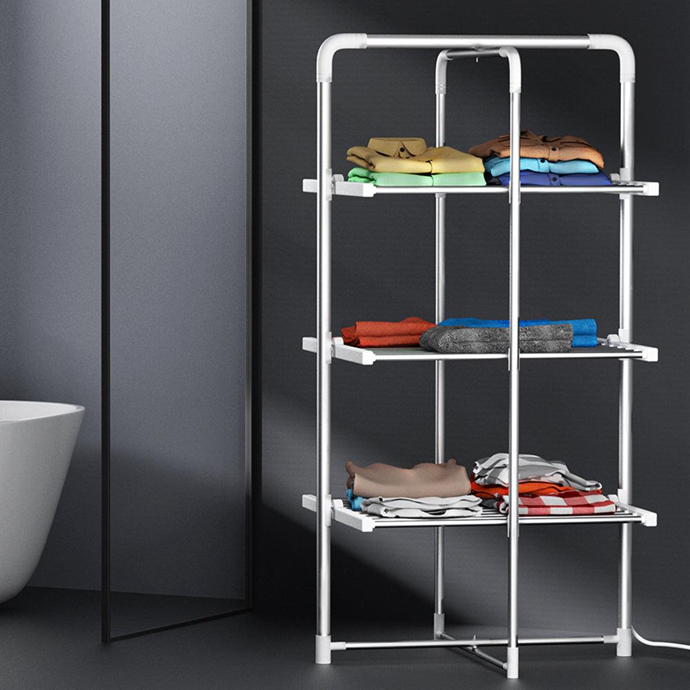 Devanti Electric Heated Towel Clothes Rail Rack Airer Dryer Warmer Stand 300W