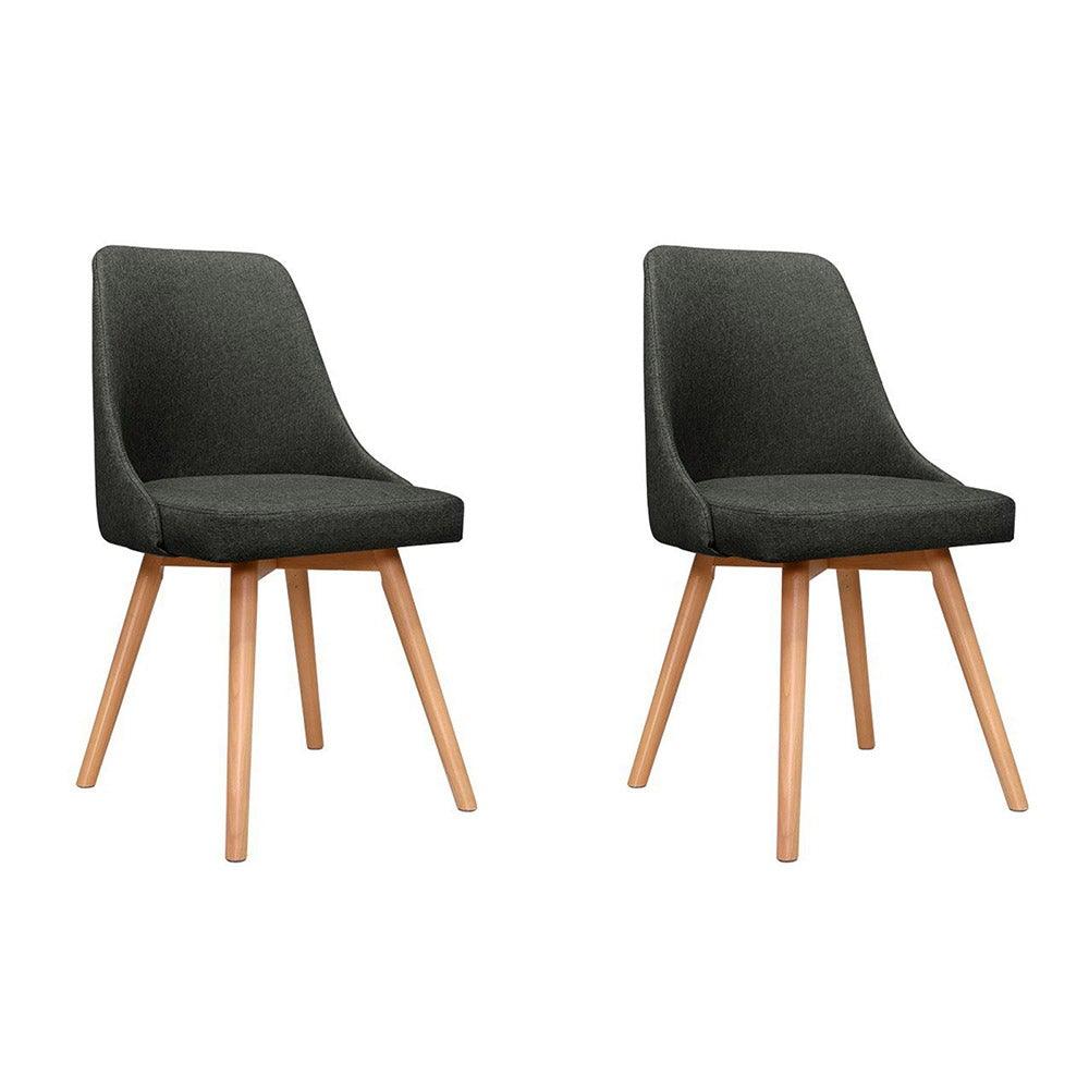 Artiss Set of 2 Replica Dining Chairs Beech Wooden Chair Cafe Kitchen Fabric Charcoal