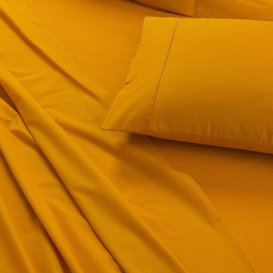 Elan Linen 100% Egyptian Cotton Vintage Washed 500TC Mustard 50 cm Deep Mega Queen Bed Sheets Set
