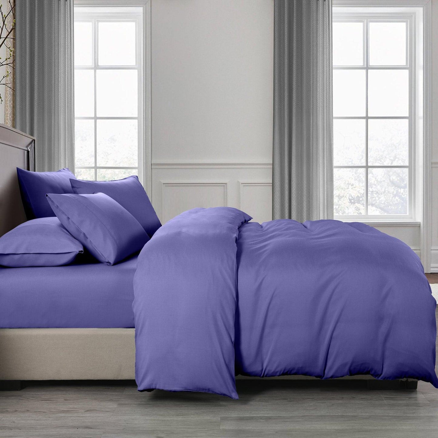 Royal Comfort 2000TC 6 Piece Bamboo Sheet & Quilt Cover Set Cooling Breathable - King - Royal Blue