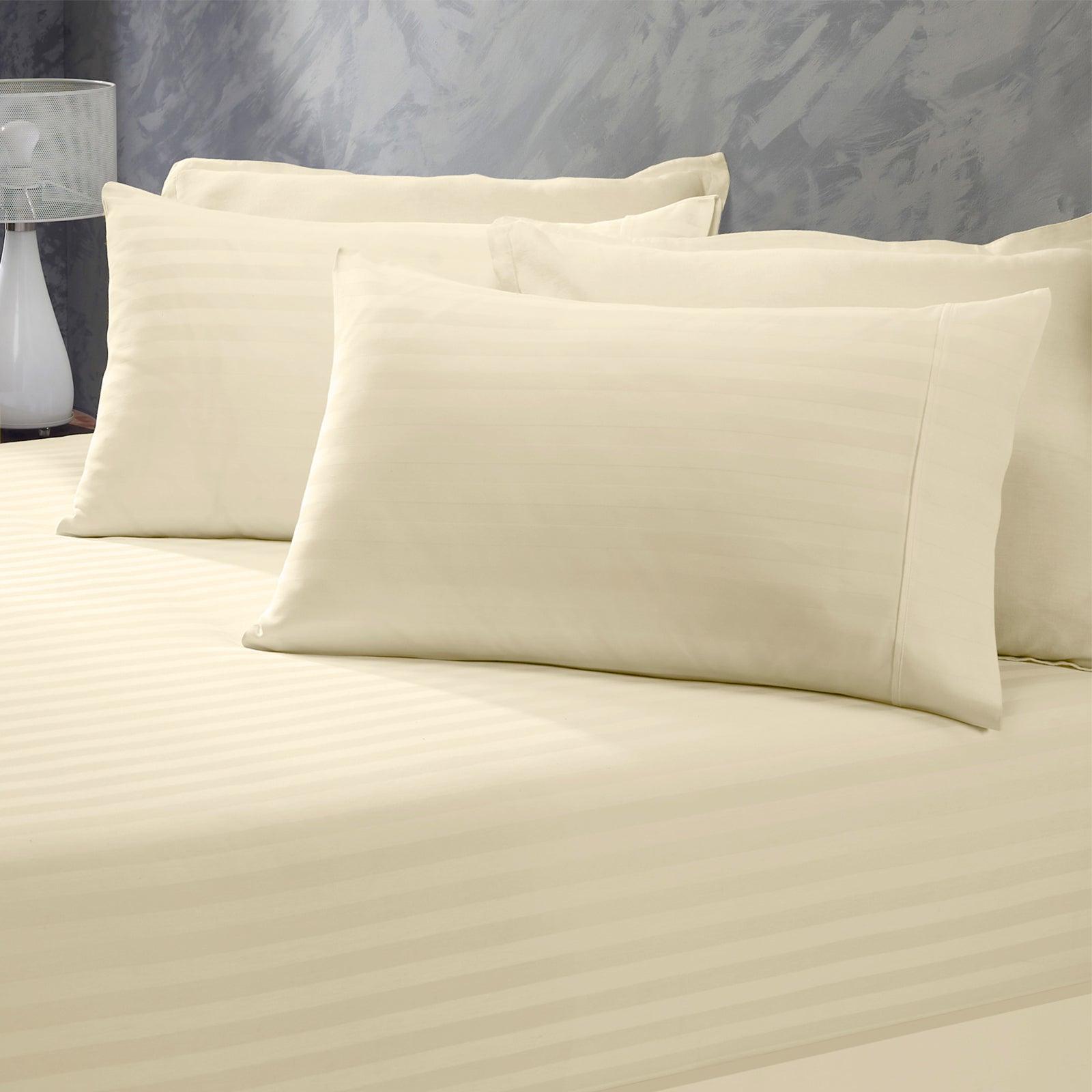 Royal Comfort 1200 Thread Count 3 Piece Combo Set 100% Egyptian Cotton Striped - Double - Sand