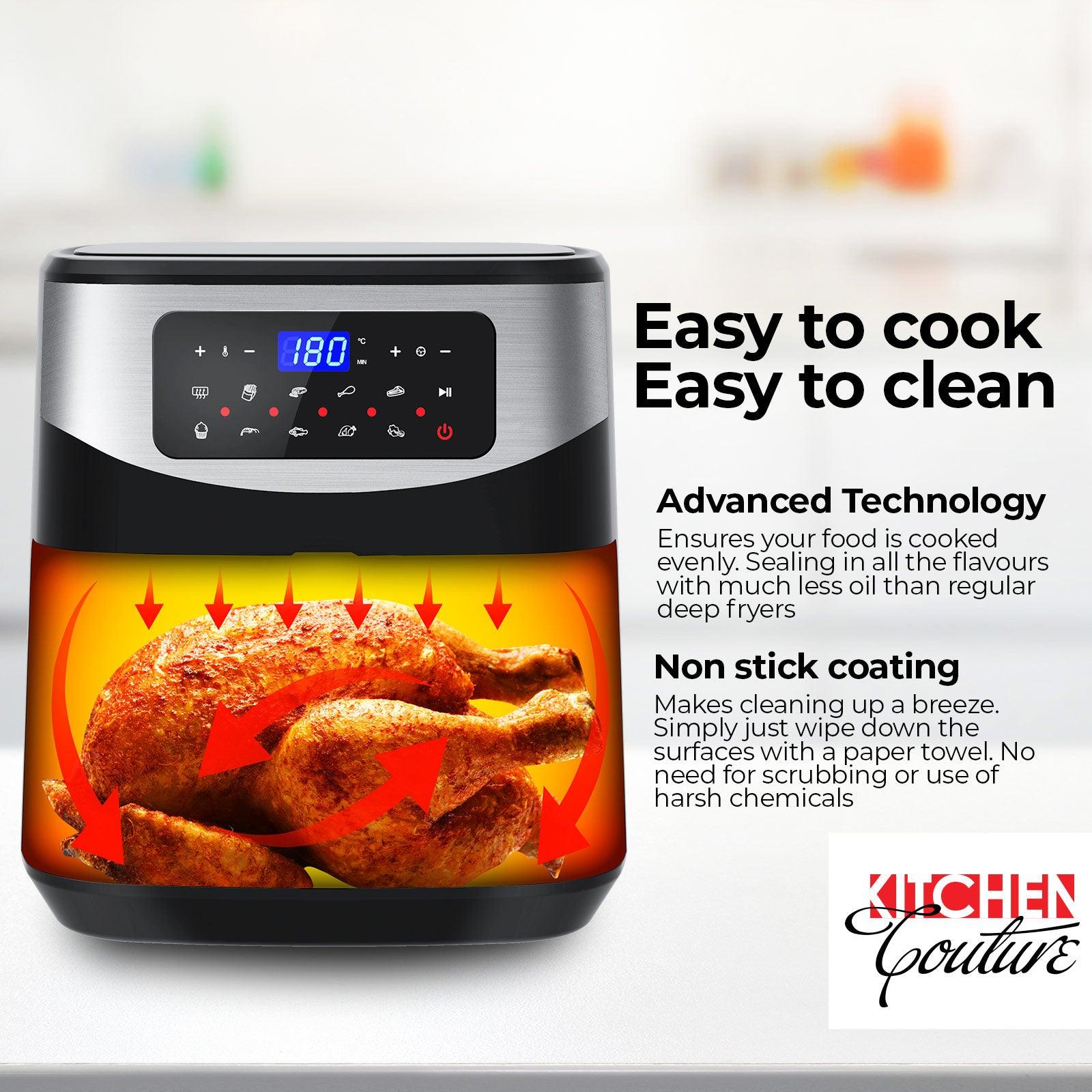 Kitchen Couture 12 Litre Air Fryer Multifunctional LCD One Touch Display Silver Silver