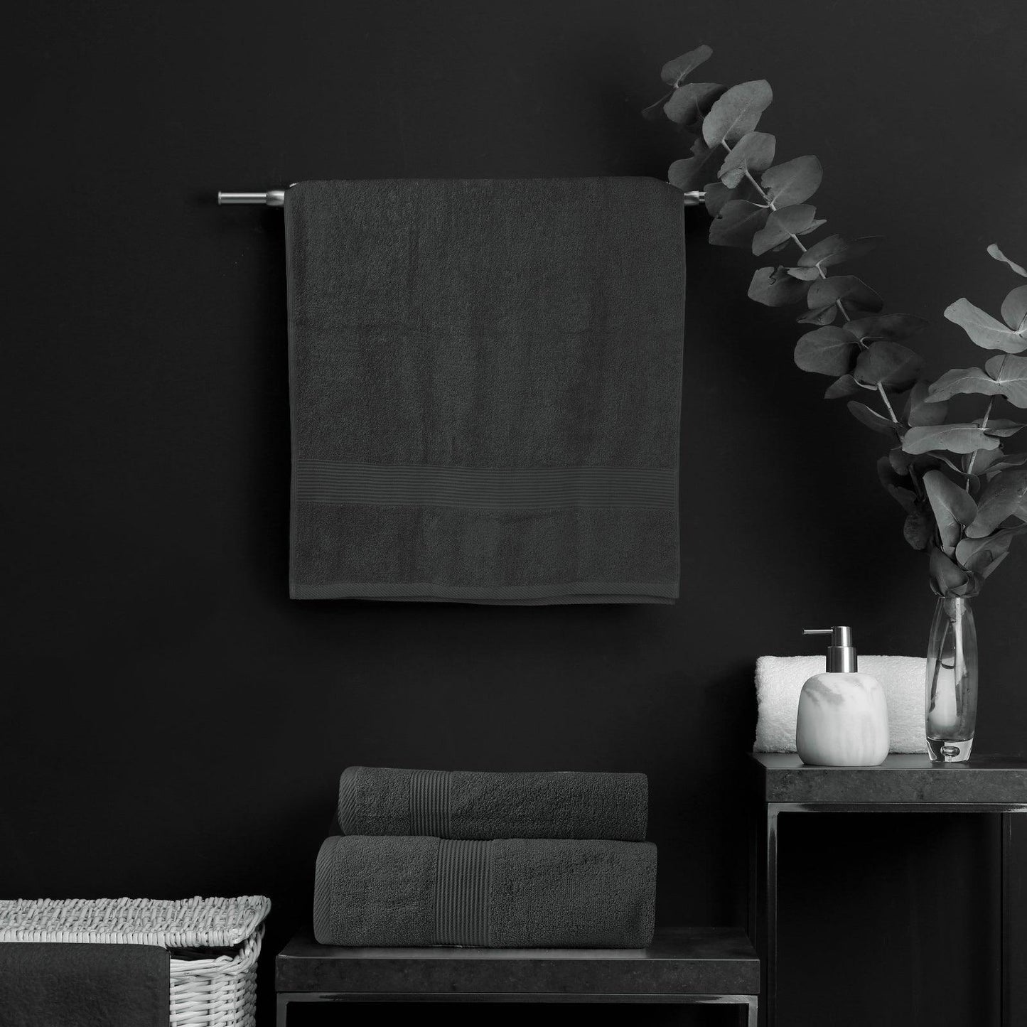 Royal Comfort 4 Piece Cotton Bamboo Towel Set 450GSM Luxurious Absorbent Plush - Granite