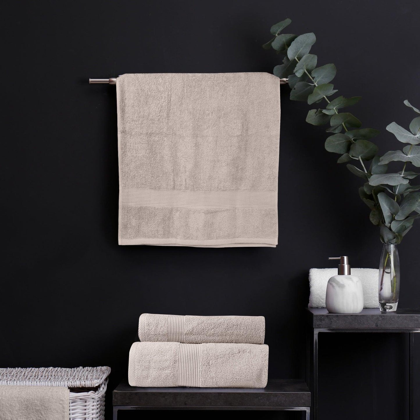 Royal Comfort 4 Piece Cotton Bamboo Towel Set 450GSM Luxurious Absorbent Plush - Beige