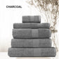 Royal Comfort 5 Piece Cotton Bamboo Towel Set 450GSM Luxurious Absorbent Plush - Charcoal