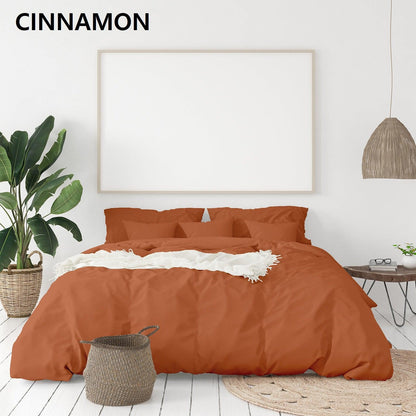 Balmain 1000 Thread Count Hotel Grade Bamboo Cotton Quilt Cover Pillowcases Set - Queen - Cinnamon