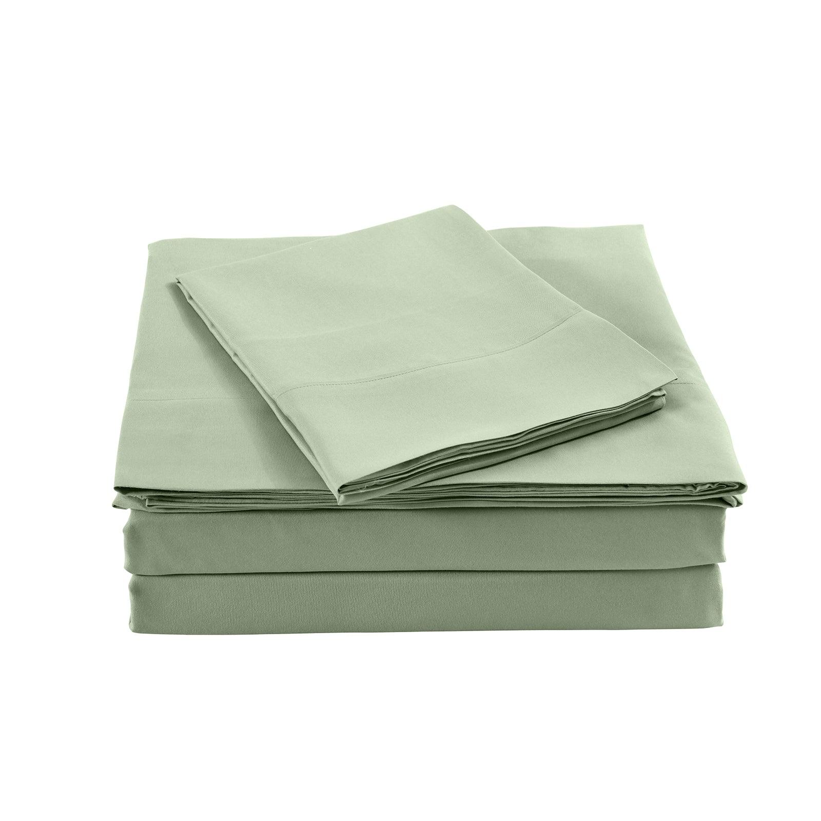 Royal Comfort Bamboo Blended Sheet & Pillowcases Set 1000TC Ultra Soft Bedding - Queen - Sage Green