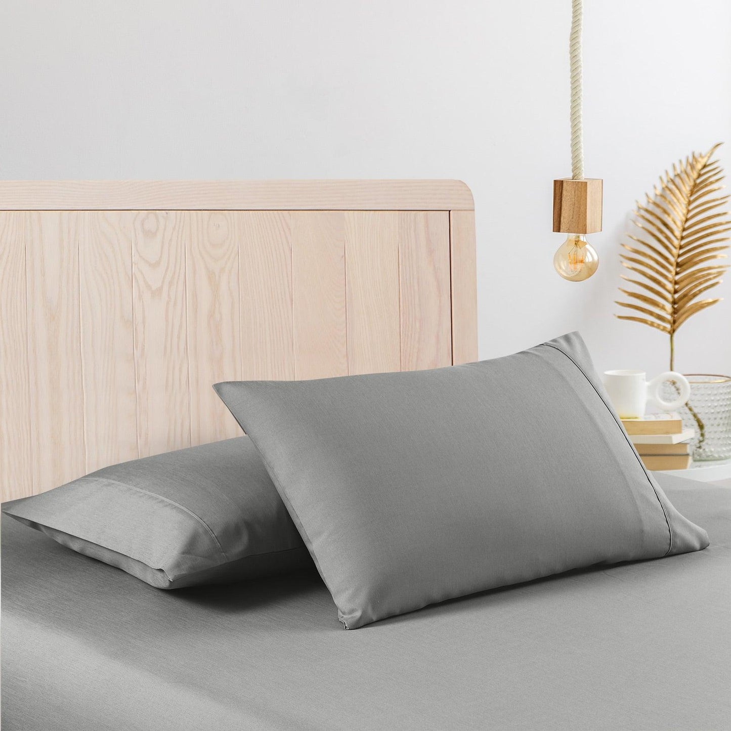 Casa Decor 2000 Thread Count Bamboo Cooling Sheet Set Ultra Soft Bedding - Single - Mid Grey