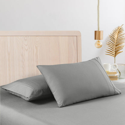 Casa Decor 2000 Thread Count Bamboo Cooling Sheet Set Ultra Soft Bedding - Single - Mid Grey