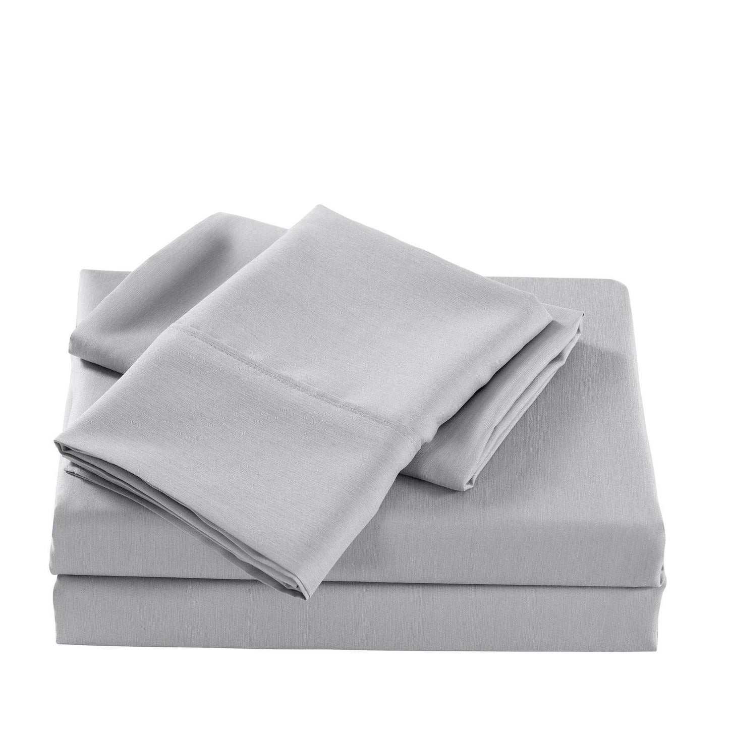 Casa Decor 2000 Thread Count Bamboo Cooling Sheet Set Ultra Soft Bedding - King Single - Stonewash Grey