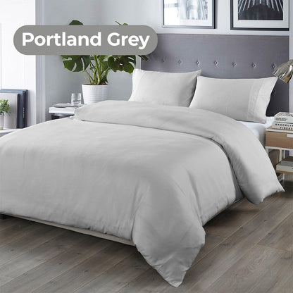 Royal Comfort Bamboo Blended Quilt Cover Set 1000TC Ultra Soft Luxury Bedding - Queen - Portland Grey