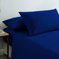 Royal Comfort Vintage Washed 100% Cotton Sheet Set Fitted Flat Sheet Pillowcases - Single - Royal Blue