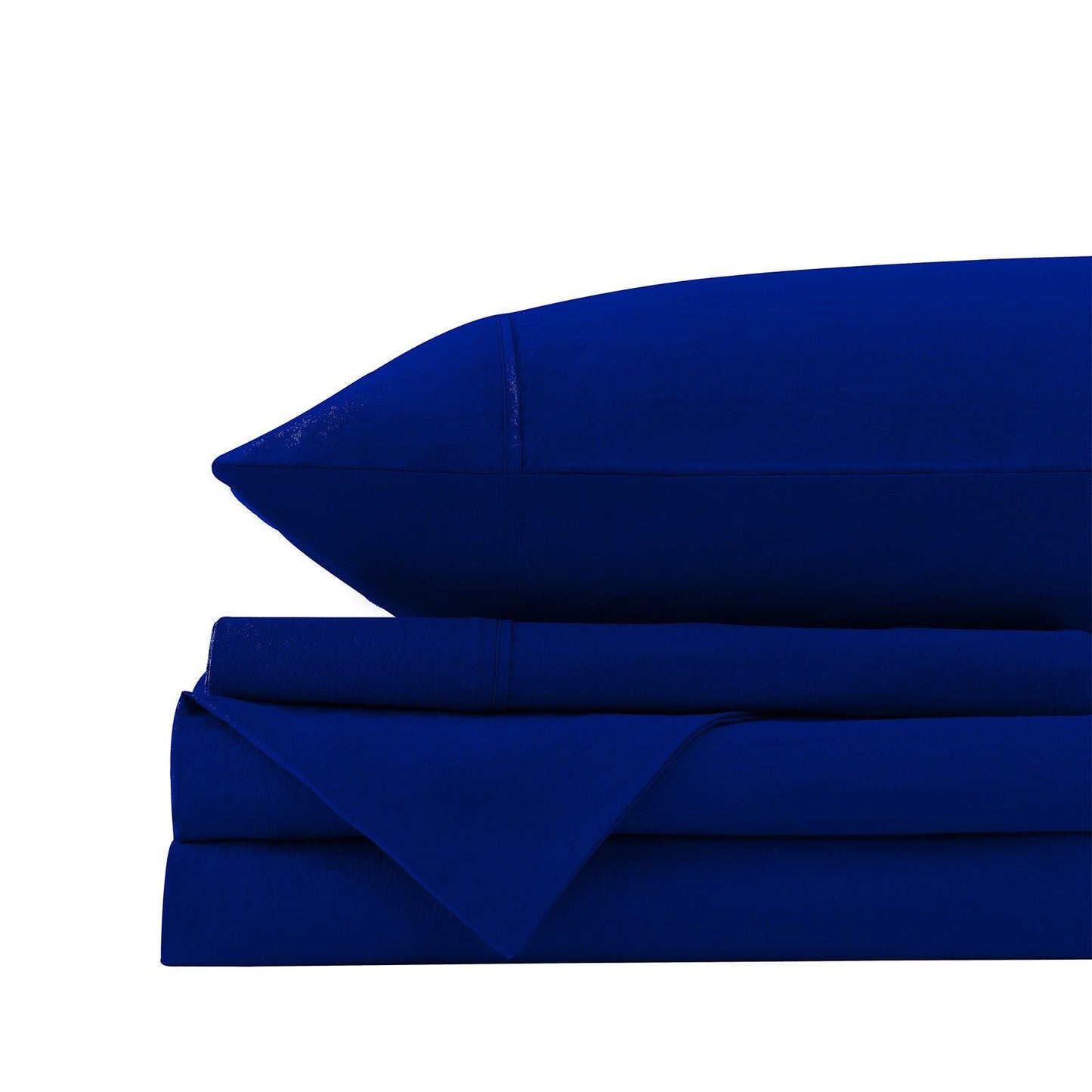 Royal Comfort Vintage Washed 100% Cotton Sheet Set Fitted Flat Sheet Pillowcases - Single - Royal Blue