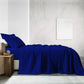 Royal Comfort Vintage Washed 100% Cotton Sheet Set Fitted Flat Sheet Pillowcases - Double - Royal Blue
