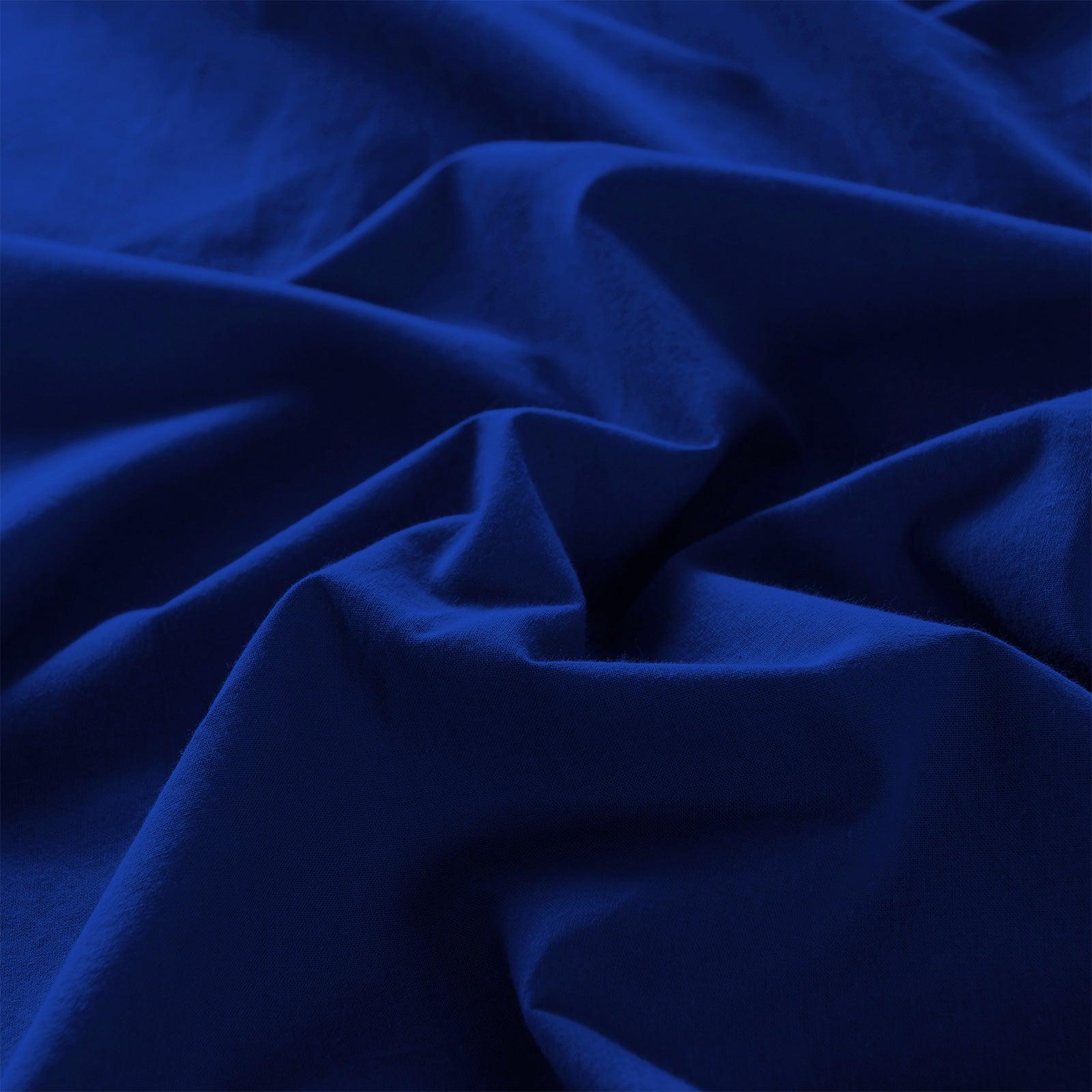 Royal Comfort Vintage Washed 100% Cotton Sheet Set Fitted Flat Sheet Pillowcases - Double - Royal Blue