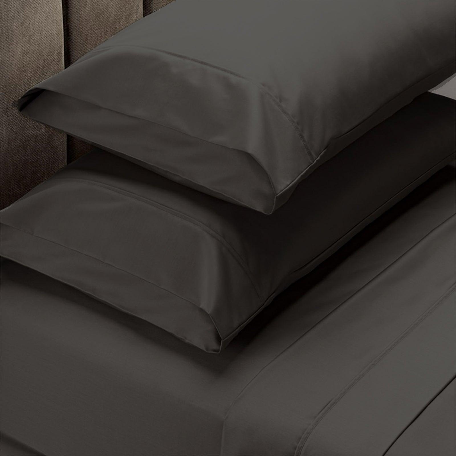 Royal Comfort 4 Piece 1500TC Sheet Set And Goose Feather Down Pillows 2 Pack Set - King - Dusk Grey