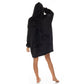 Royal Comfort Snug Hoodie Nightwear Super Soft Reversible Coral Fleece 750GSM - Black