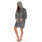 Royal Comfort Snug Hoodie Nightwear Super Soft Reversible Coral Fleece 750GSM - Grey