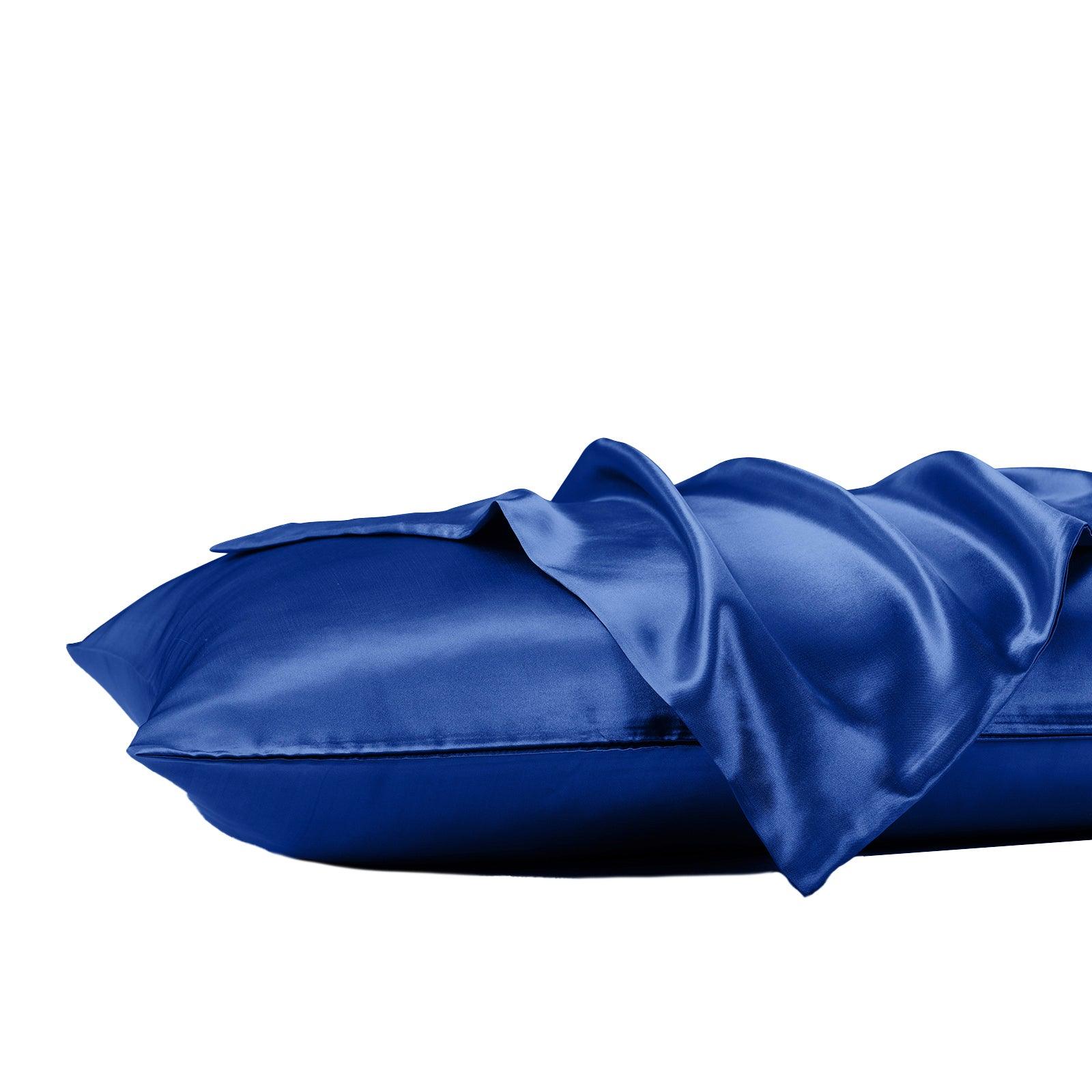 Royal Comfort Satin Sheet Set 3 Piece Fitted Sheet Pillowcase Soft - King - Navy Blue