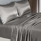 Royal Comfort Satin Sheet Set 4 Piece Fitted Flat Sheet Pillowcases - King - Charcoal