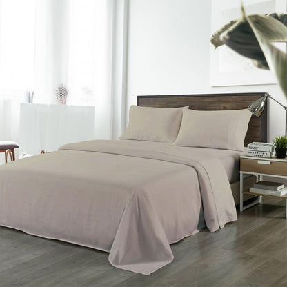Royal Comfort Bamboo Blended Sheet & Pillowcases Set 1000TC Ultra Soft Bedding - Double - Warm Grey