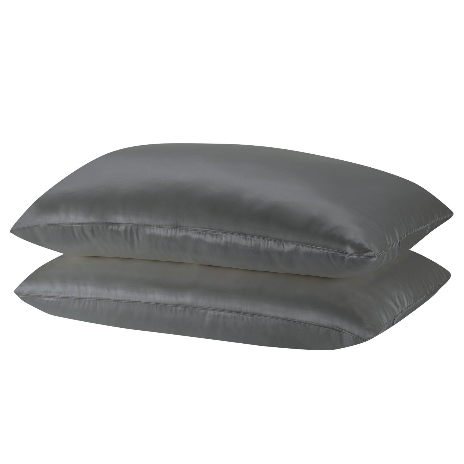 Royal Comfort Mulberry Soft Silk Hypoallergenic Pillowcase Twin Pack 51 x 76cm - Charcoal