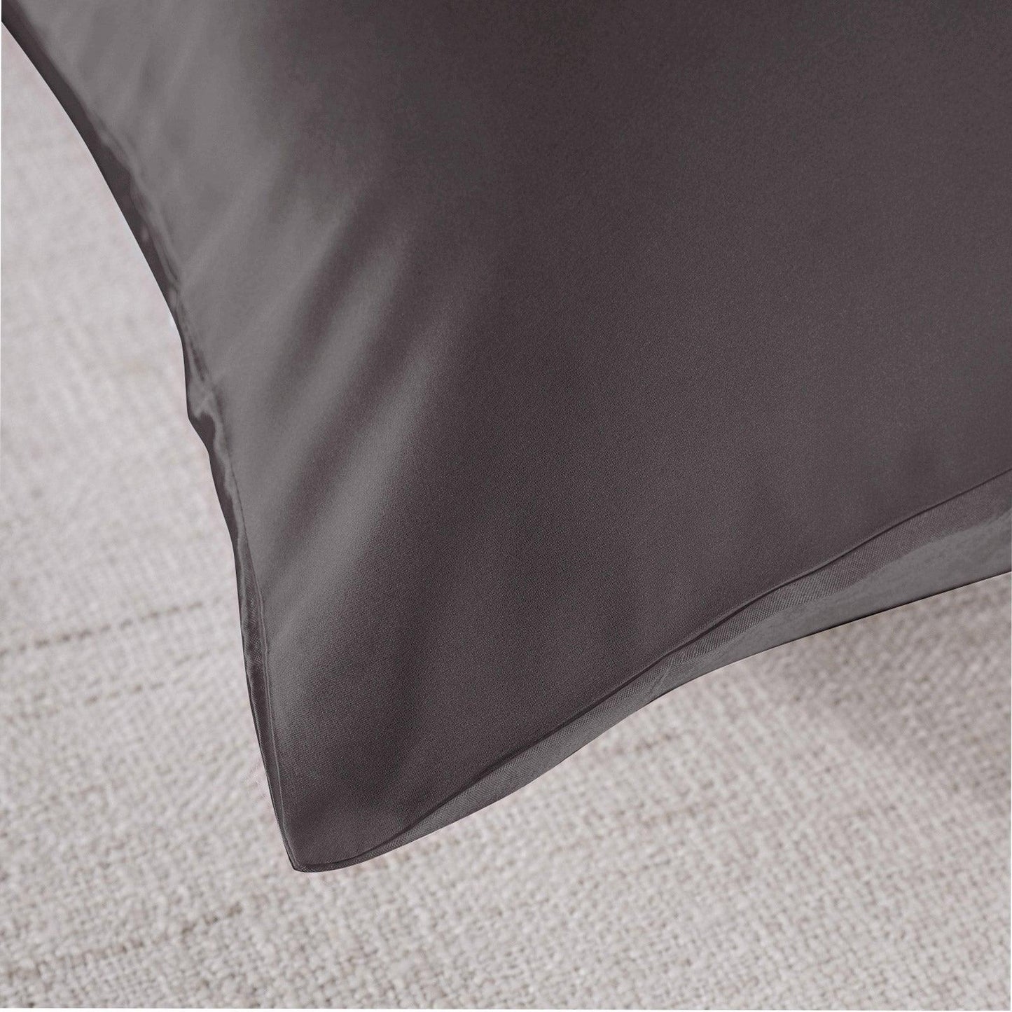 Royal Comfort Mulberry Soft Silk Hypoallergenic Pillowcase Twin Pack 51 x 76cm - Charcoal