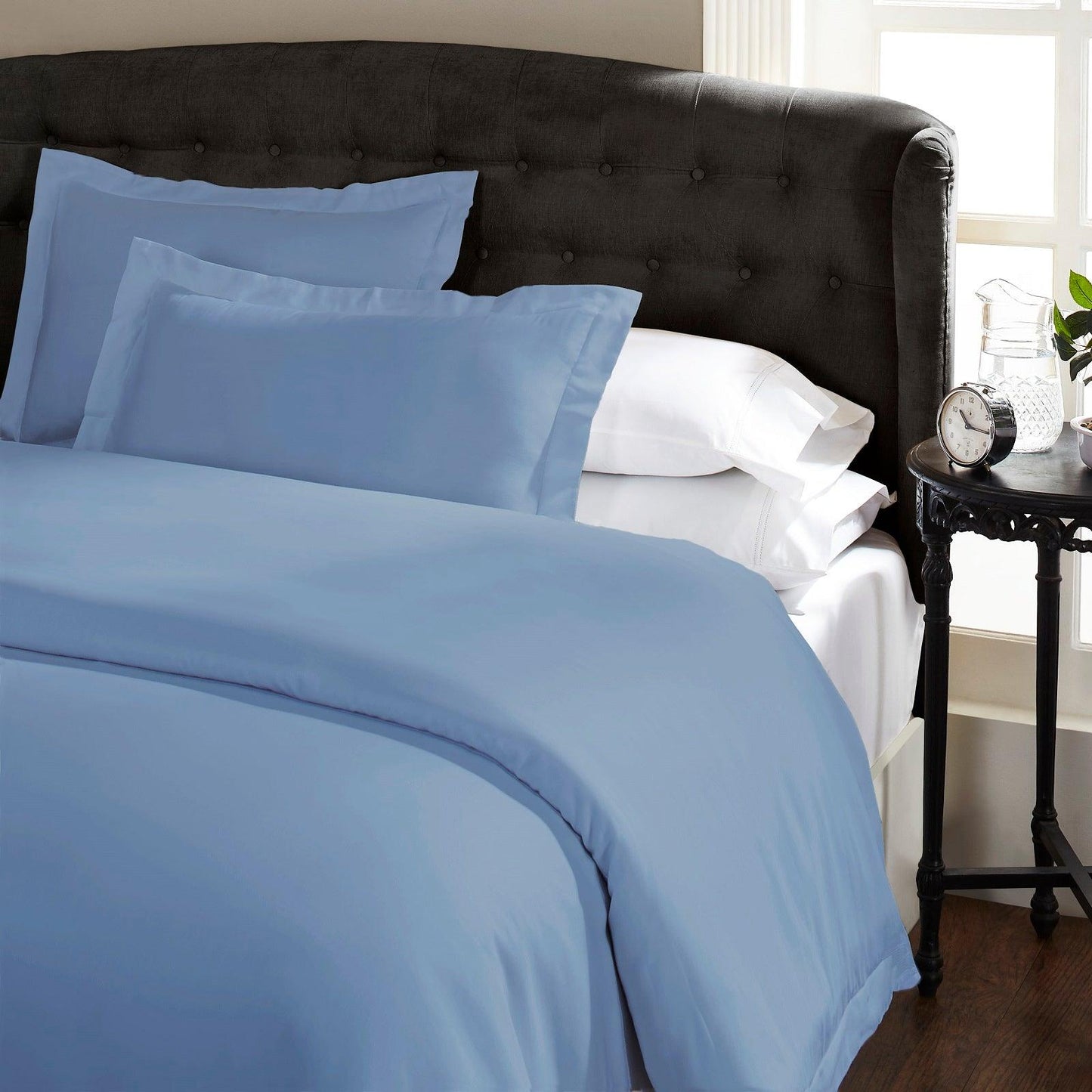 Ddecor Home 1000 Thread Count Quilt Cover Set Cotton Blend Classic Hotel Style - King - Blue Fog