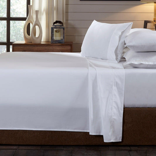 Royal Comfort 250TC Organic 100% Cotton Sheet Set 4 Piece Luxury Hotel Style - Double - White