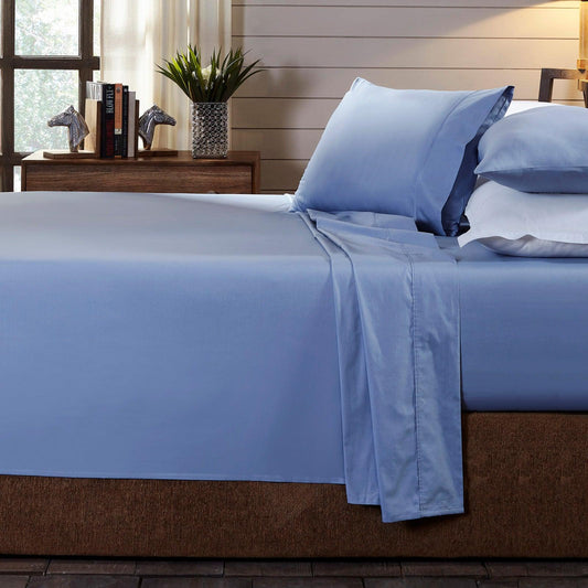 Royal Comfort 250TC Organic 100% Cotton Sheet Set 4 Piece Luxury Hotel Style - Double - Indigo