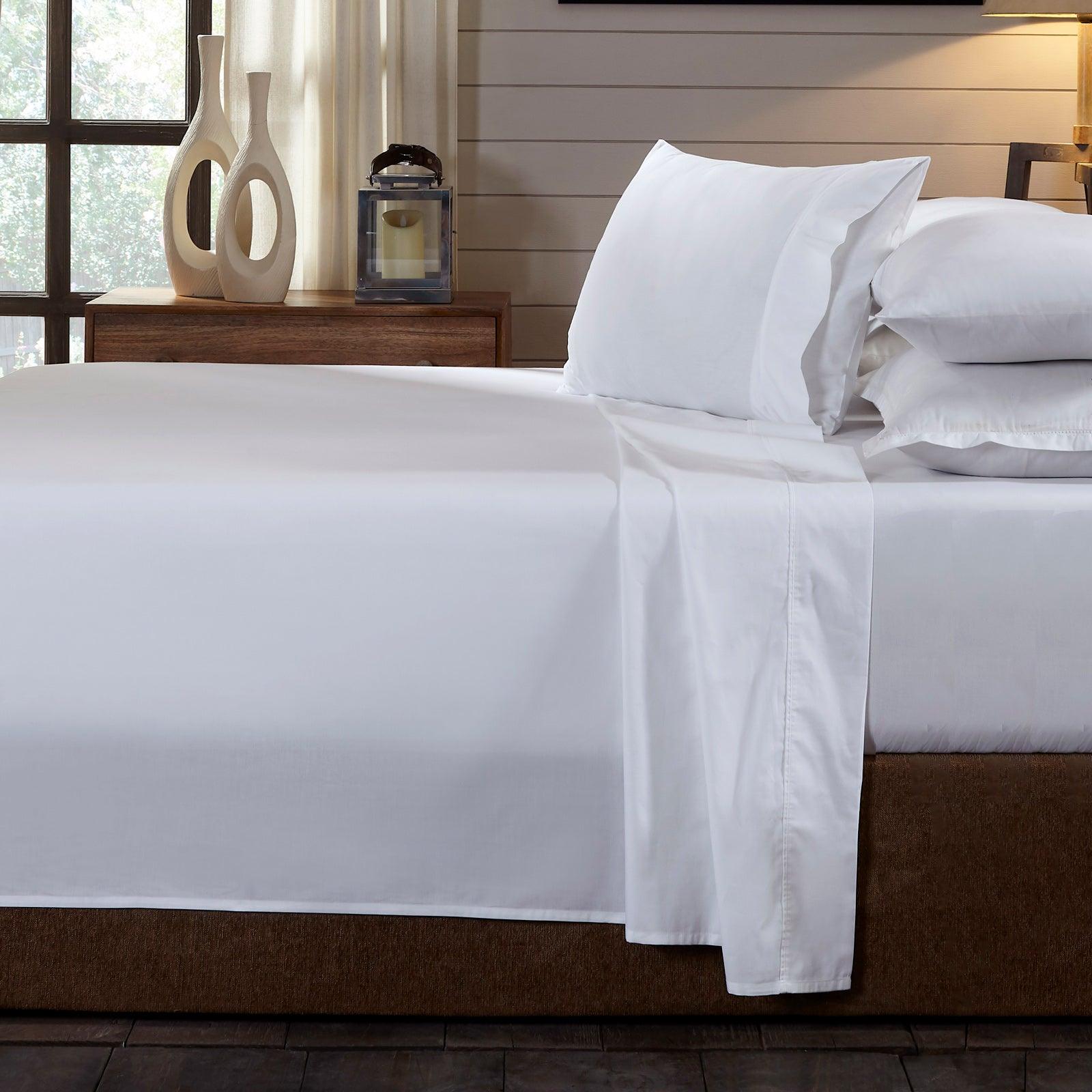 Royal Comfort 250TC Organic 100% Cotton Sheet Set 4 Piece Luxury Hotel Style - Queen - White