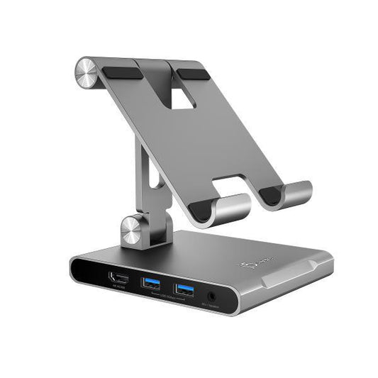 J5create JTS224 Multi-Angle Stand Docking Station for iPad, Samsung Tablet, Surface Pro 8 (USB-C to 4K HDMI, USB-C 100W PD, USB-Ax2, SD card reader)
