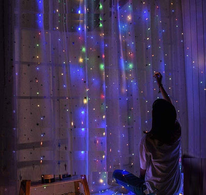 LED String Lights Curtain for Bedroom Wall Party, 8 Modes, USB Powered and IP64 Waterproof (3m x 3m)
