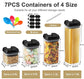 7 Pieces Airtight Food Storage and BPA Free Plastic with Easy Lock Black Lids Labels for Kitchen