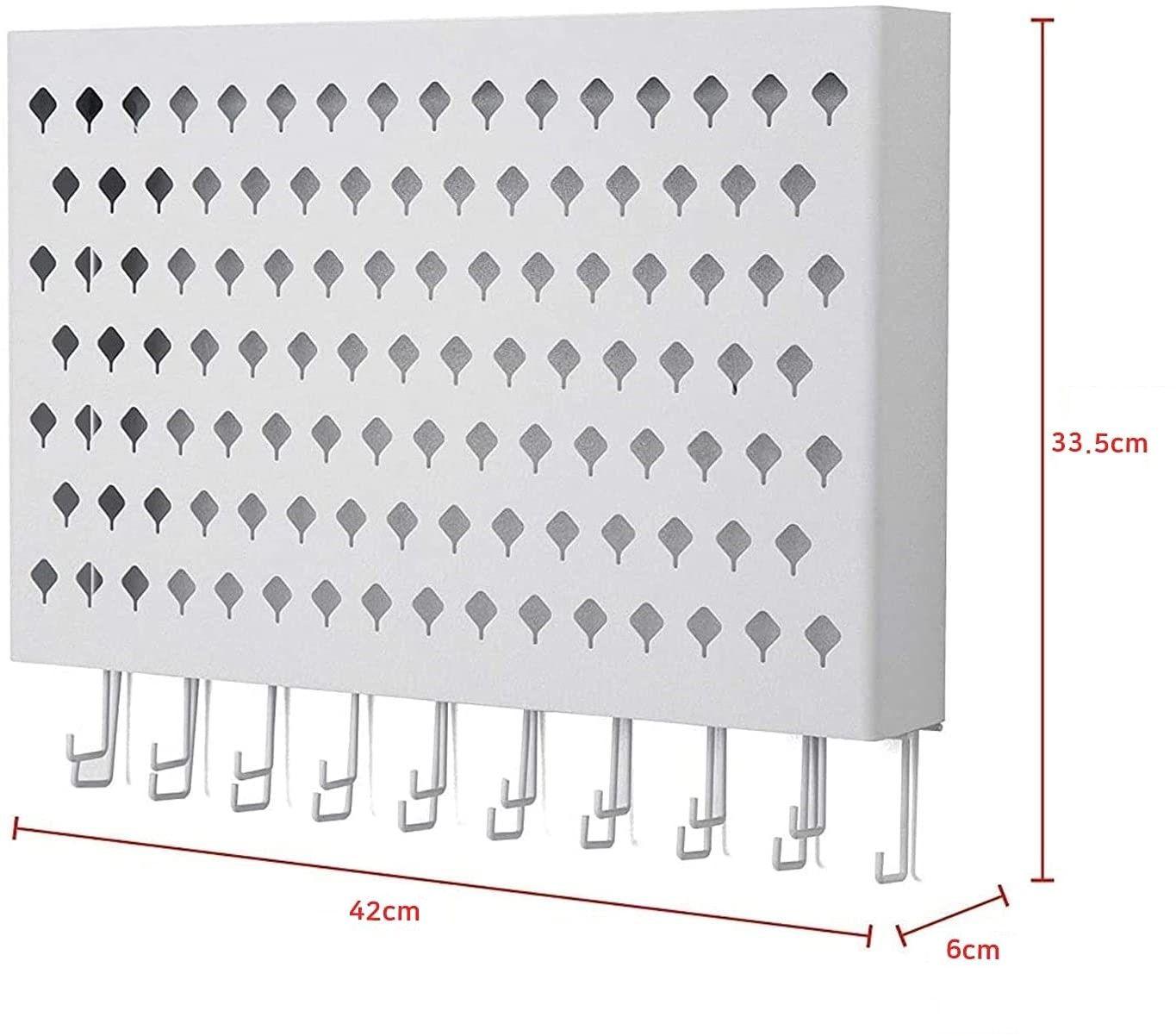 Wall Mount Earring Jewelry Hanger Organizer Holder with 109 Holes and 19 Hooks (White)