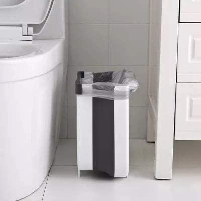 Hanging Trash Can Collapsible Small Garbage Waste Bin for Kitchen Cabinet Door (White)