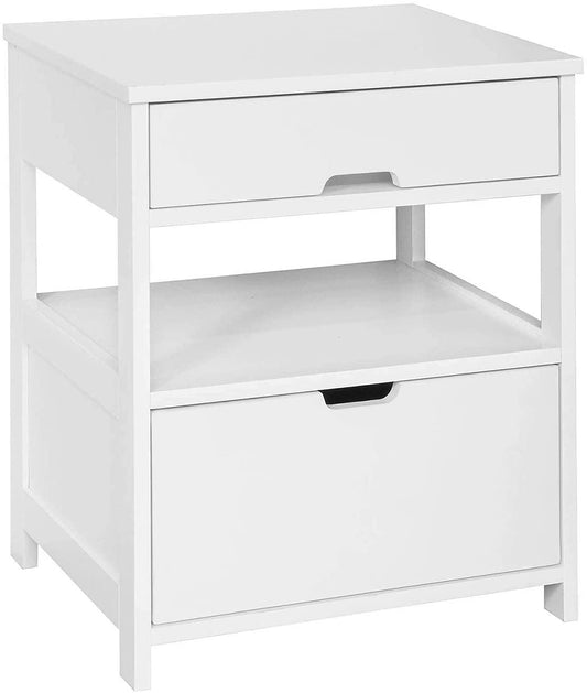CARLA HOME White Bedside Table with 2 Drawers