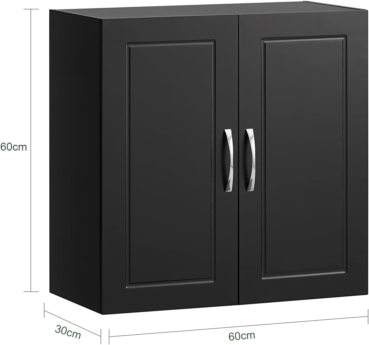 Wall Storage Cabinet Double Doors, Black